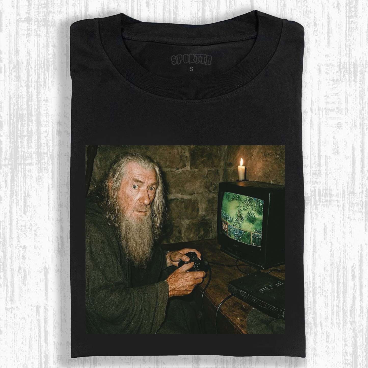 GANDALF CROSS - DIMENSIONAL GAMING FUN - THEMED T-SHIRT-LASPORTN