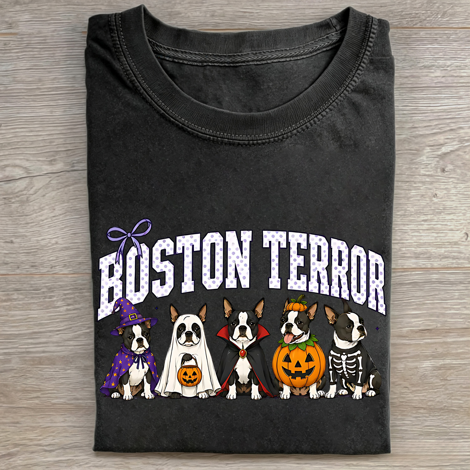 Vintage Boston Terrier Dog Witch Hat T-shirt