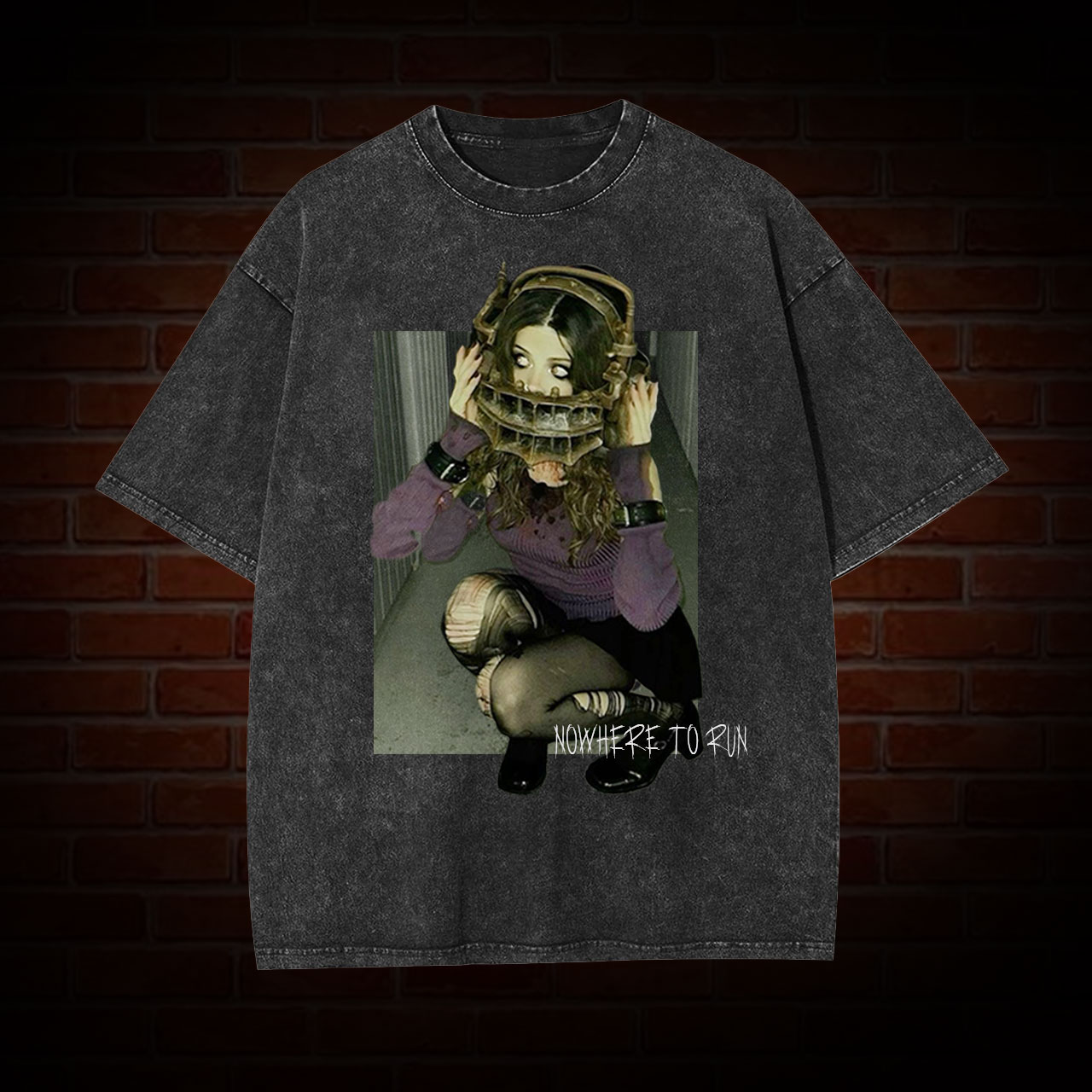 Thriller Retro! 'Nowhere to Run' Themed Vintage T-Shirt in Silent Hill Style-LASPORTN