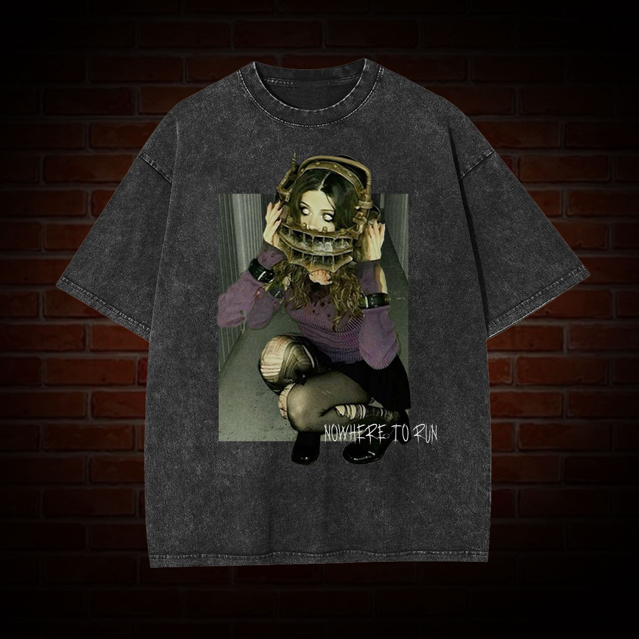 Thriller Retro! 'Nowhere to Run' Themed Vintage T-Shirt in Silent Hill Style-LASPORTN