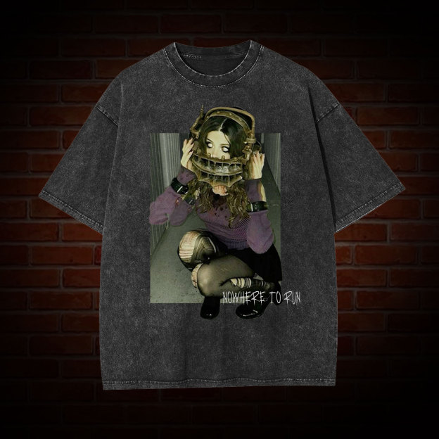 Thriller Retro! 'Nowhere to Run' Themed Vintage T-Shirt in Silent Hill Style-LASPORTN