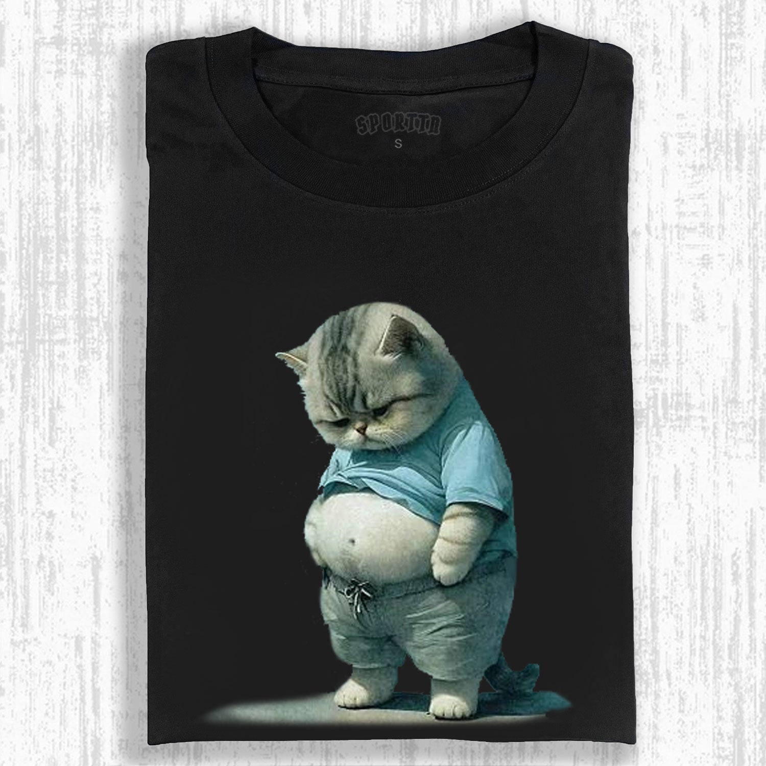 ANTHROPOMORPHIC LAZING CAT TEE-LASPORTN
