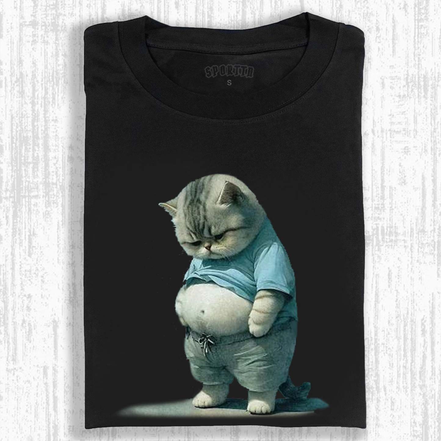 ANTHROPOMORPHIC LAZING CAT TEE-LASPORTN