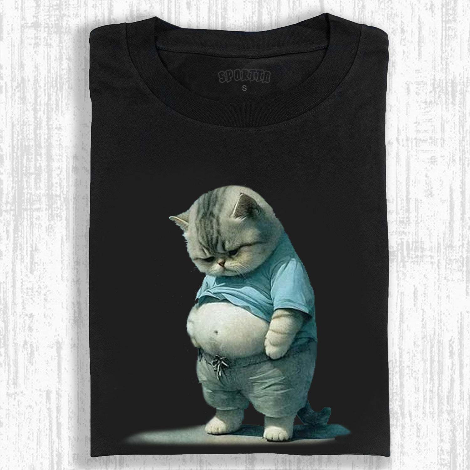 ANTHROPOMORPHIC LAZING CAT TEE-LASPORTN