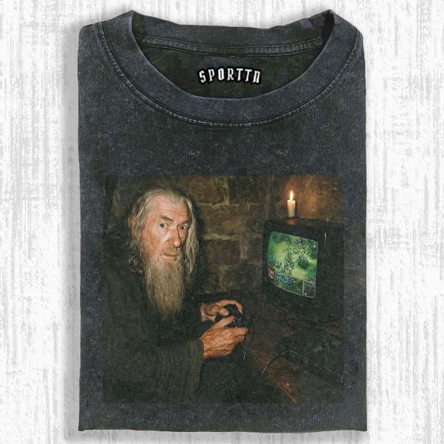 GANDALF CROSS - DIMENSIONAL GAMING FUN - THEMED T-SHIRT-LASPORTN