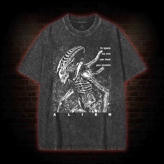 NO ONE CAN HEAR YOU SCREAM WASHED T-SHIRT-LASPORTN