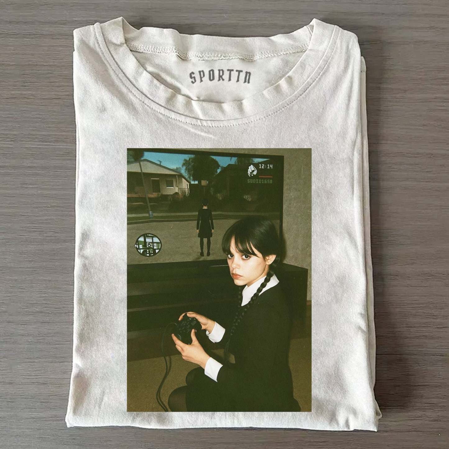 WEDNESDAY S2 GAME - THEMED VINTAGE T-SHIRT-LASPORTN