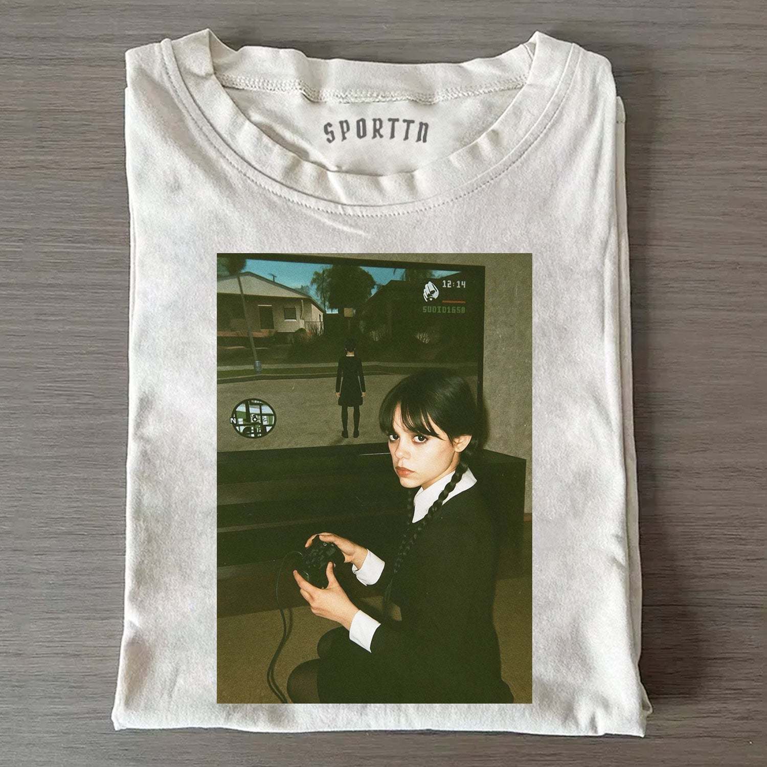 WEDNESDAY S2 GAME - THEMED VINTAGE T-SHIRT-LASPORTN