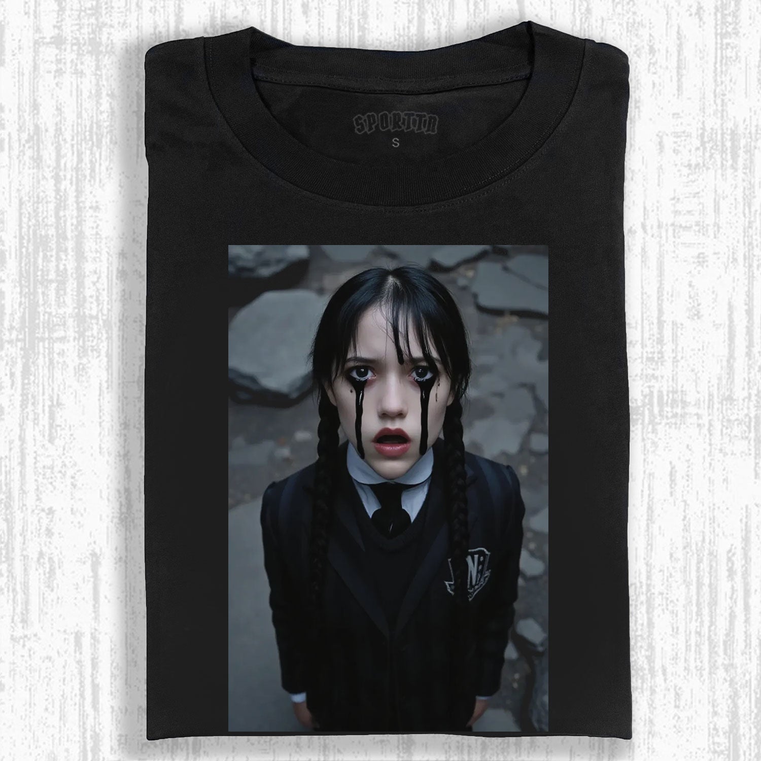 WEDNESDAY S2 ADDAMS THEMED T - SHIRT-LASPORTN