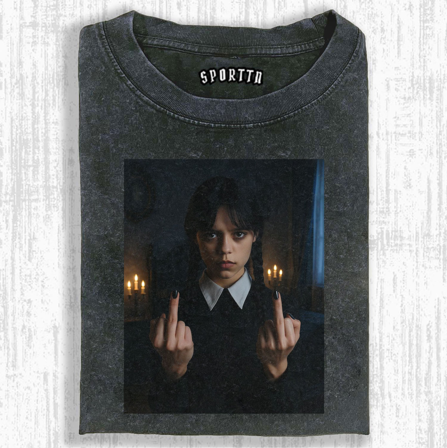 WEDNESDAY S2 ADDAMS THEMED T-SHIRT-LASPORTN