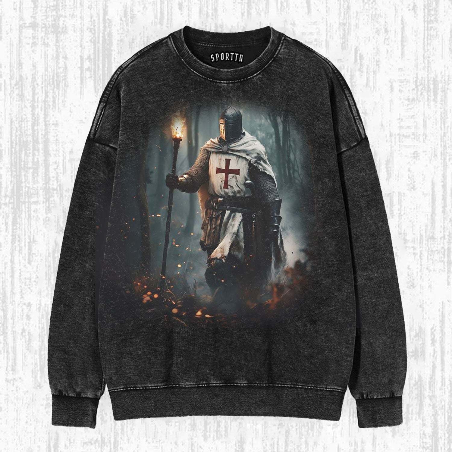 KNIGHTS TEMPLAR - THEMED RETRO T-SHIRT-LASPORTN