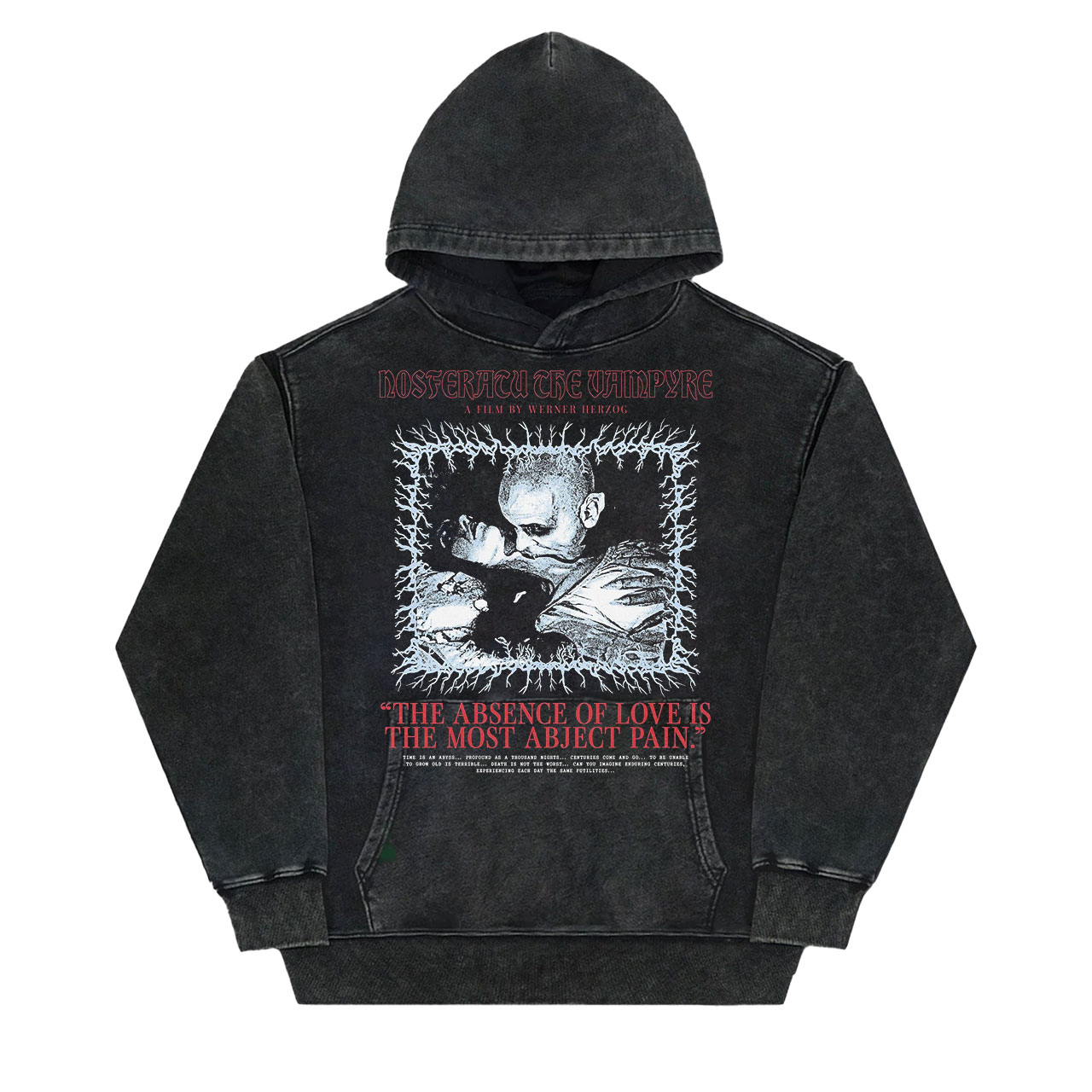 Dark & Artistic! Nosferatu Classic Vampire Quote Vintage Washed T-Shirt-LASPORTN