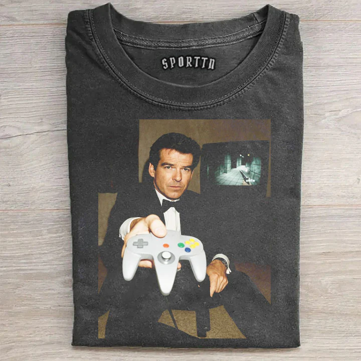 N64 JAMES BOND 'YOUR TURN' FUNNY T-SHIRT-LASPORTN