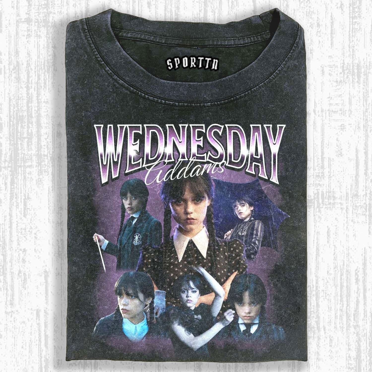 "WEDNESDAY S2 ADDAMS" THEMED V10 T-SHIRT-LASPORTN