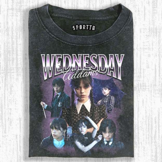 "WEDNESDAY S2 ADDAMS" THEMED V10 T-SHIRT-LASPORTN