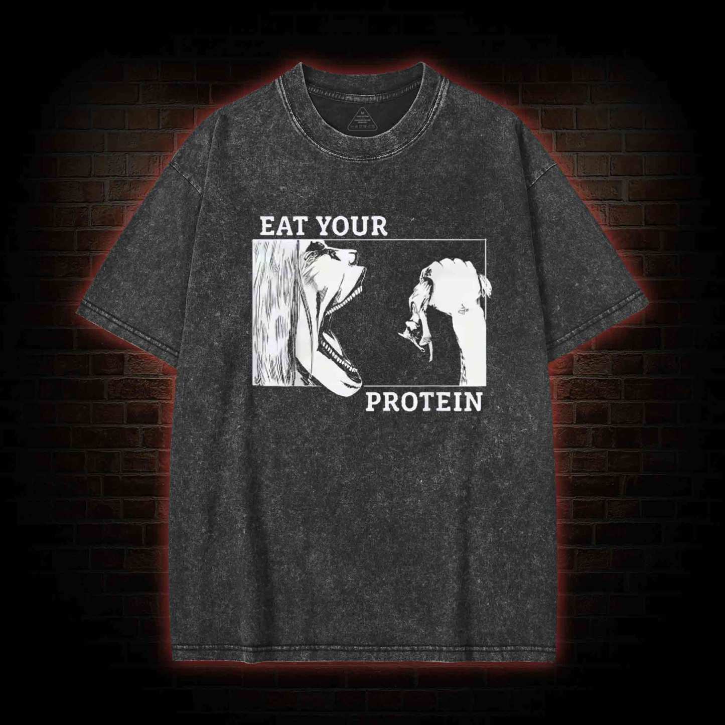 Eat Your Protein Washed T-shirt-LASPORTN