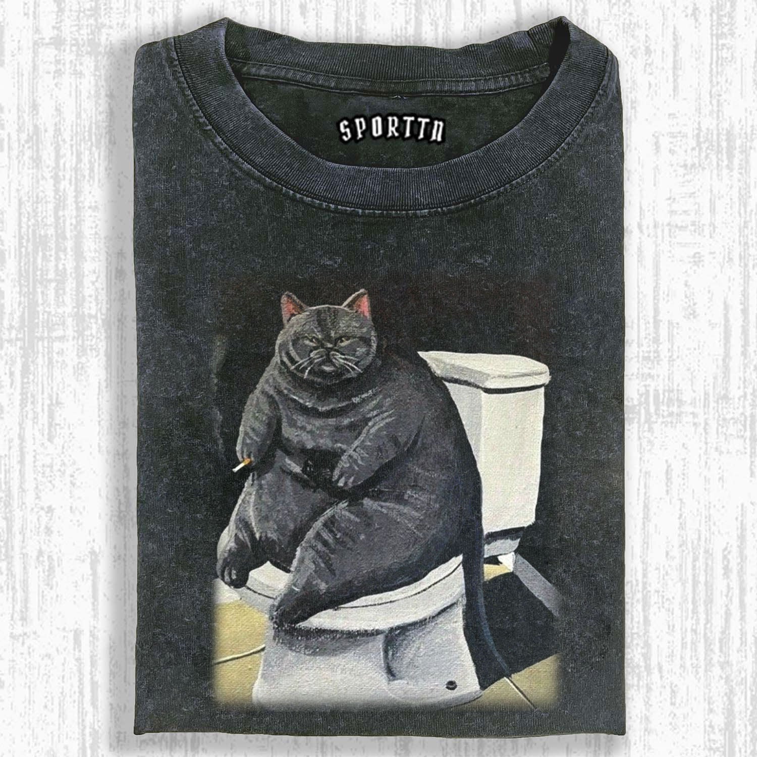 CAT'S LIFE ON THE TOILET T-SHIRT-LASPORTN