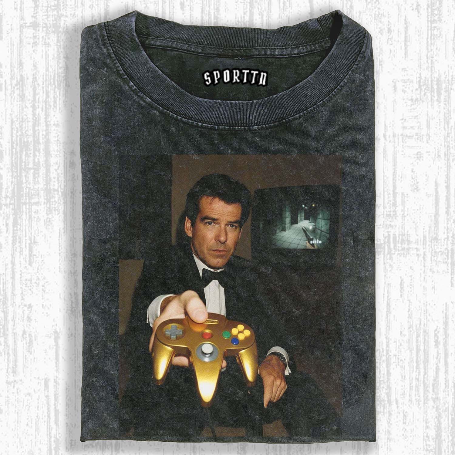 GOLD N64 JAMES BOND 'YOUR TURN' FUNNY T-SHIRT V2-LASPORTN