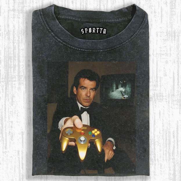 GOLD N64 JAMES BOND 'YOUR TURN' FUNNY T-SHIRT V2-LASPORTN