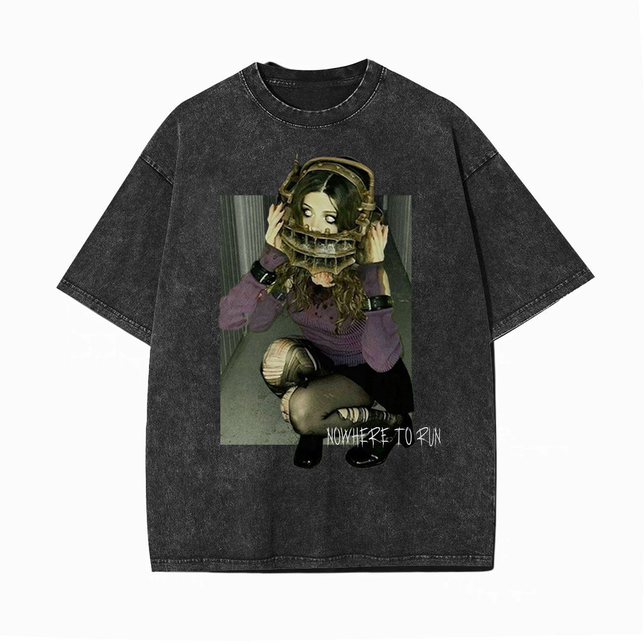 Thriller Retro! 'Nowhere to Run' Themed Vintage T-Shirt in Silent Hill Style-LASPORTN