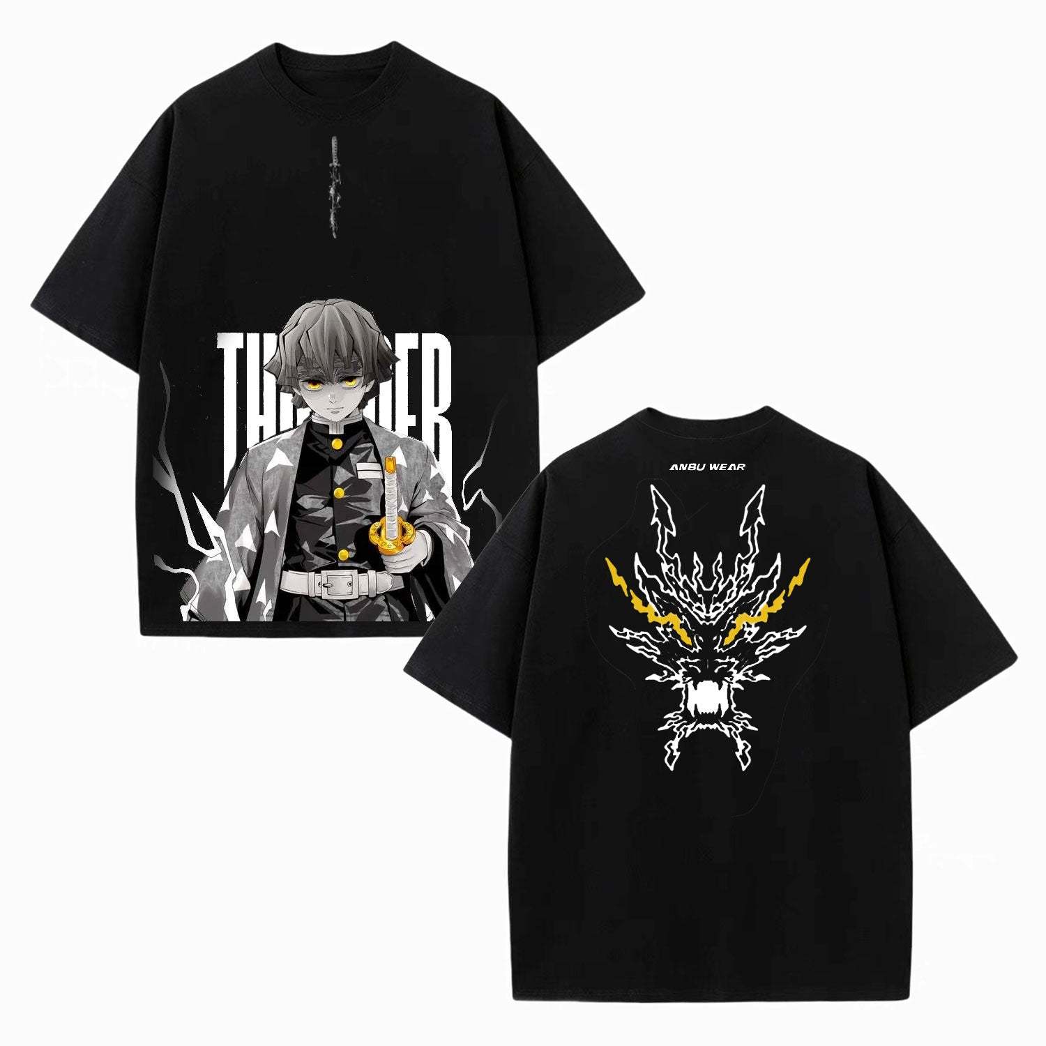 ZENITSU DEMON SLAYER UNISEX WASHED T-SHIRT-[DS]-LASPORTN