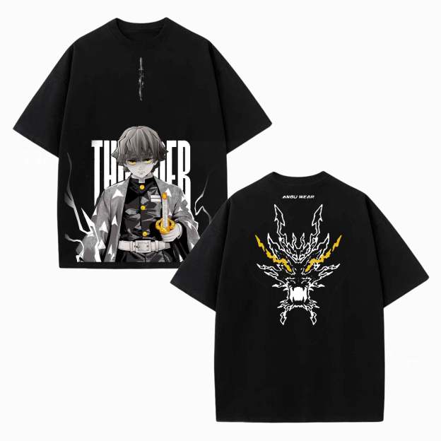 ZENITSU DEMON SLAYER UNISEX WASHED T-SHIRT-[DS]-LASPORTN