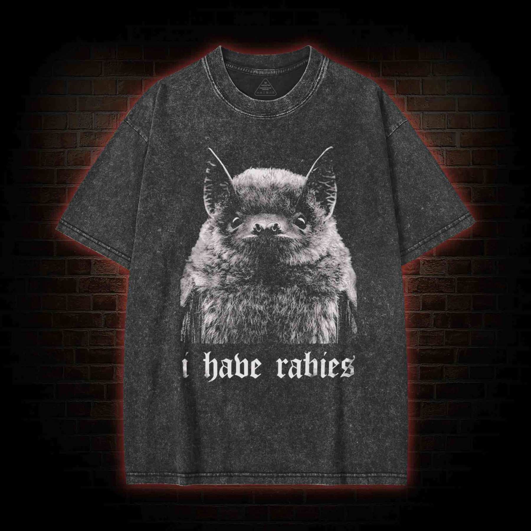 I Have Rabies Washed T-shirt-LASPORTN