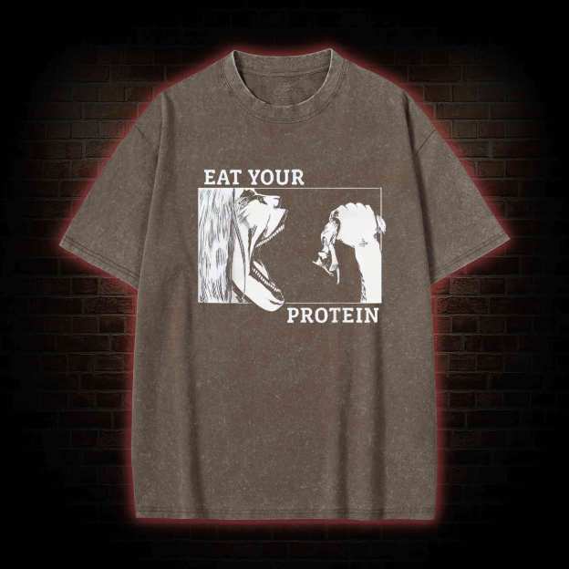 Eat Your Protein Washed T-shirt-LASPORTN