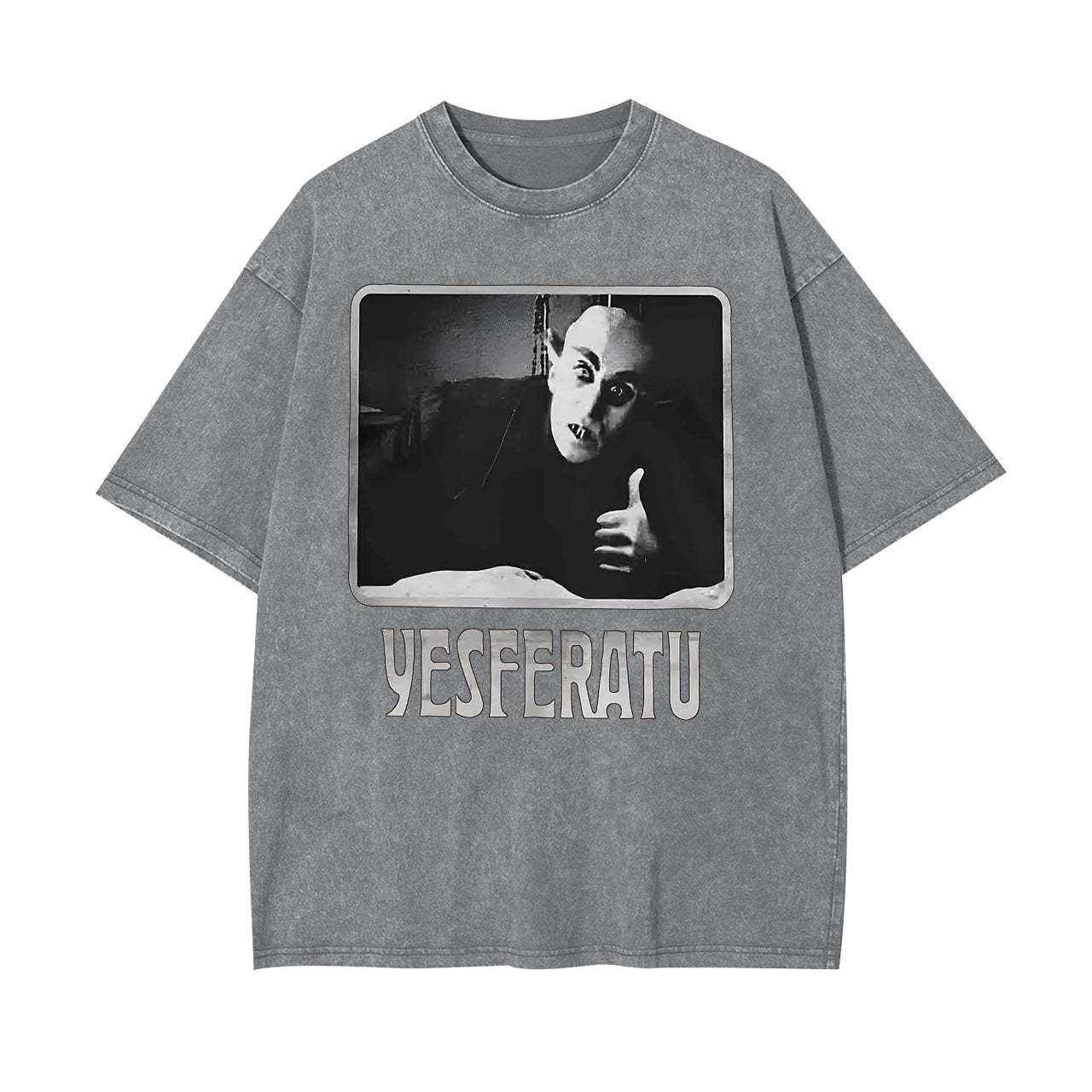 YESFERATU FUNNY HORROR RETRO WASHED T-SHIRT-LASPORTN