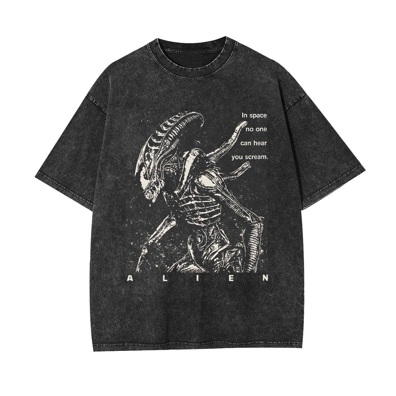 NO ONE CAN HEAR YOU SCREAM WASHED T-SHIRT-LASPORTN