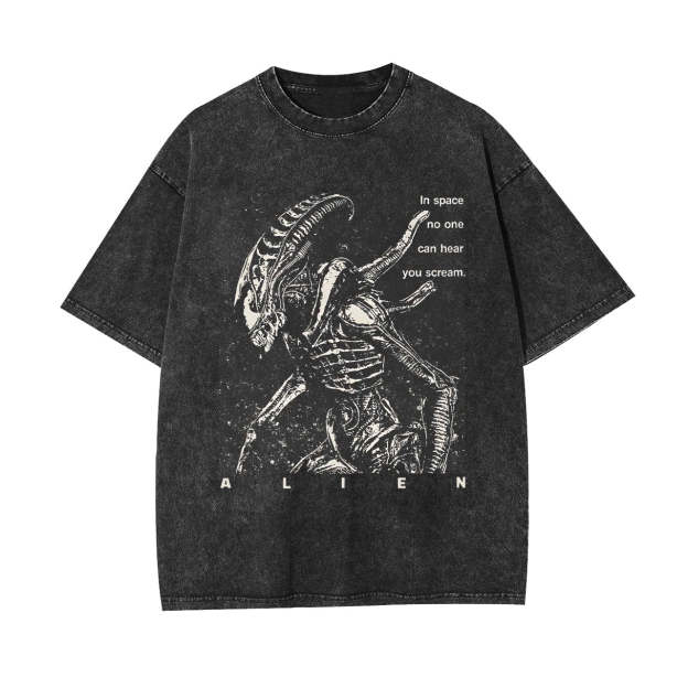 NO ONE CAN HEAR YOU SCREAM WASHED T-SHIRT-LASPORTN