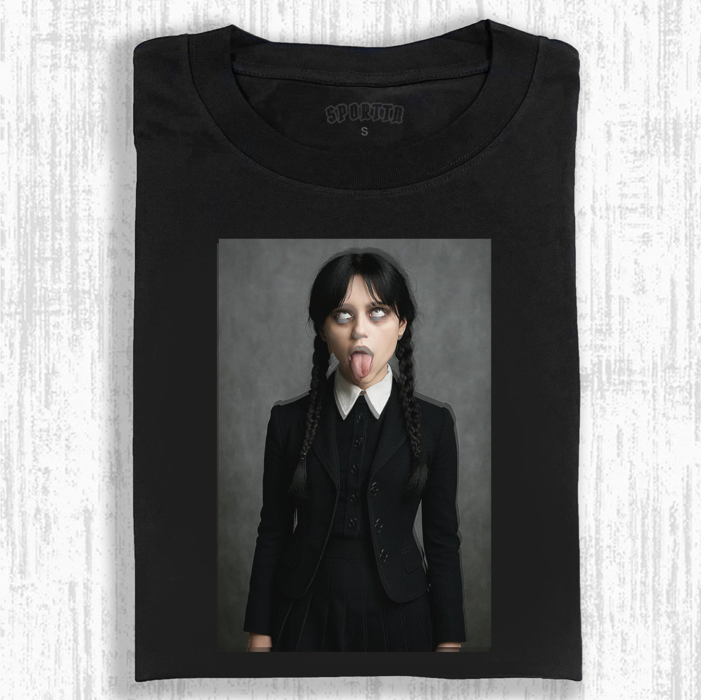WEDNESDAY S2 ADDAMS THEMED T-SHIRT-LASPORTN