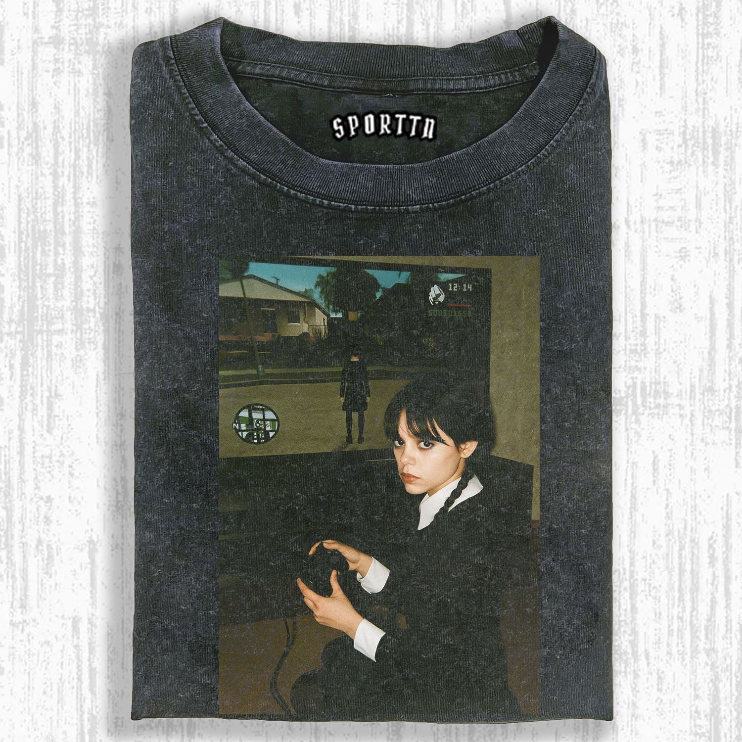 WEDNESDAY S2 GAME - THEMED VINTAGE T-SHIRT-LASPORTN