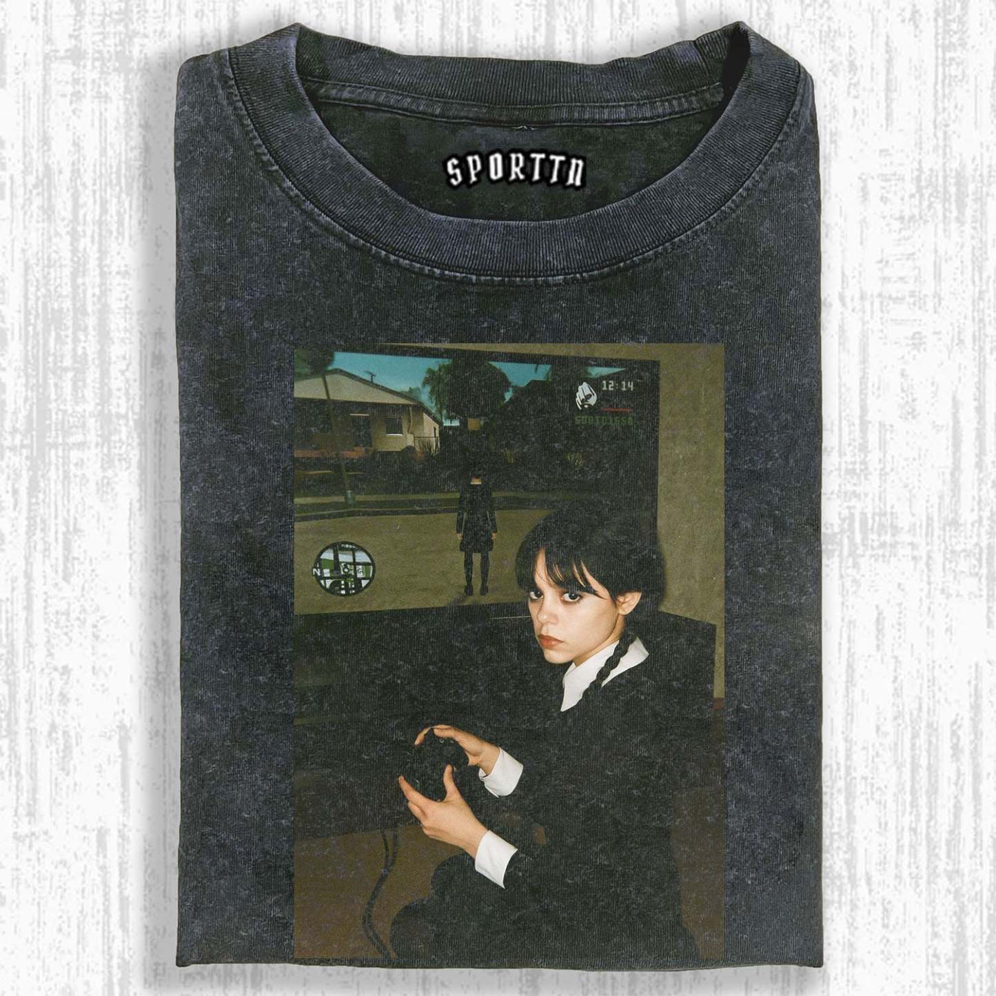 WEDNESDAY S2 GAME - THEMED VINTAGE T-SHIRT-LASPORTN