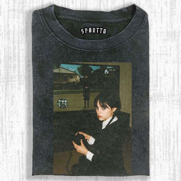 WEDNESDAY S2 GAME - THEMED VINTAGE T-SHIRT-LASPORTN