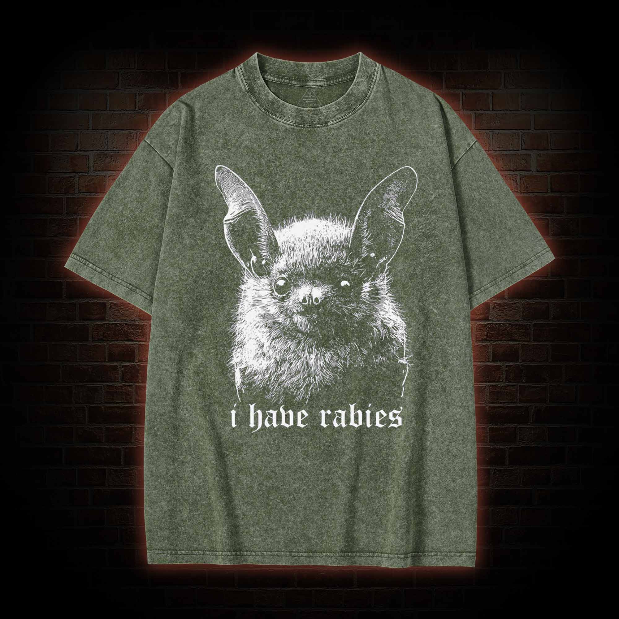 I Have Rabies Bat Washed T-shirt-LASPORTN