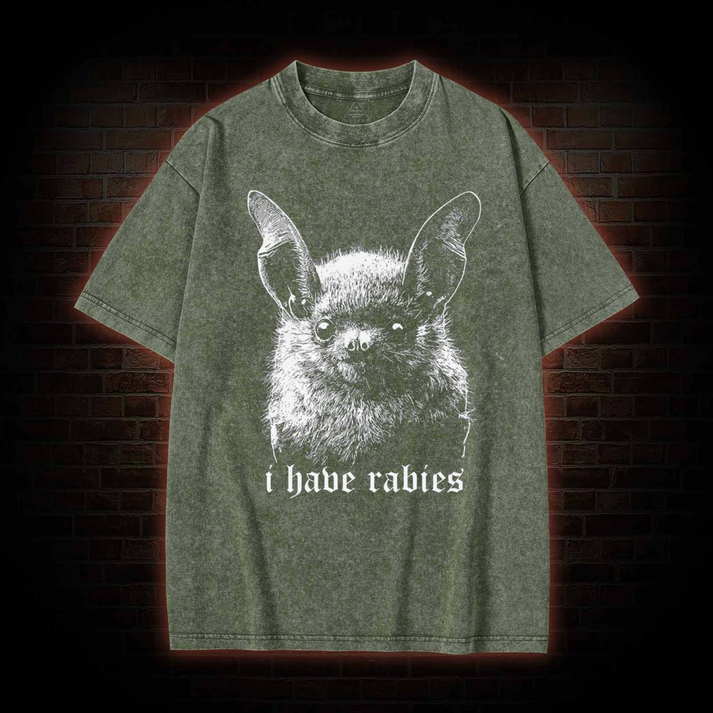 I Have Rabies Bat Washed T-shirt-LASPORTN