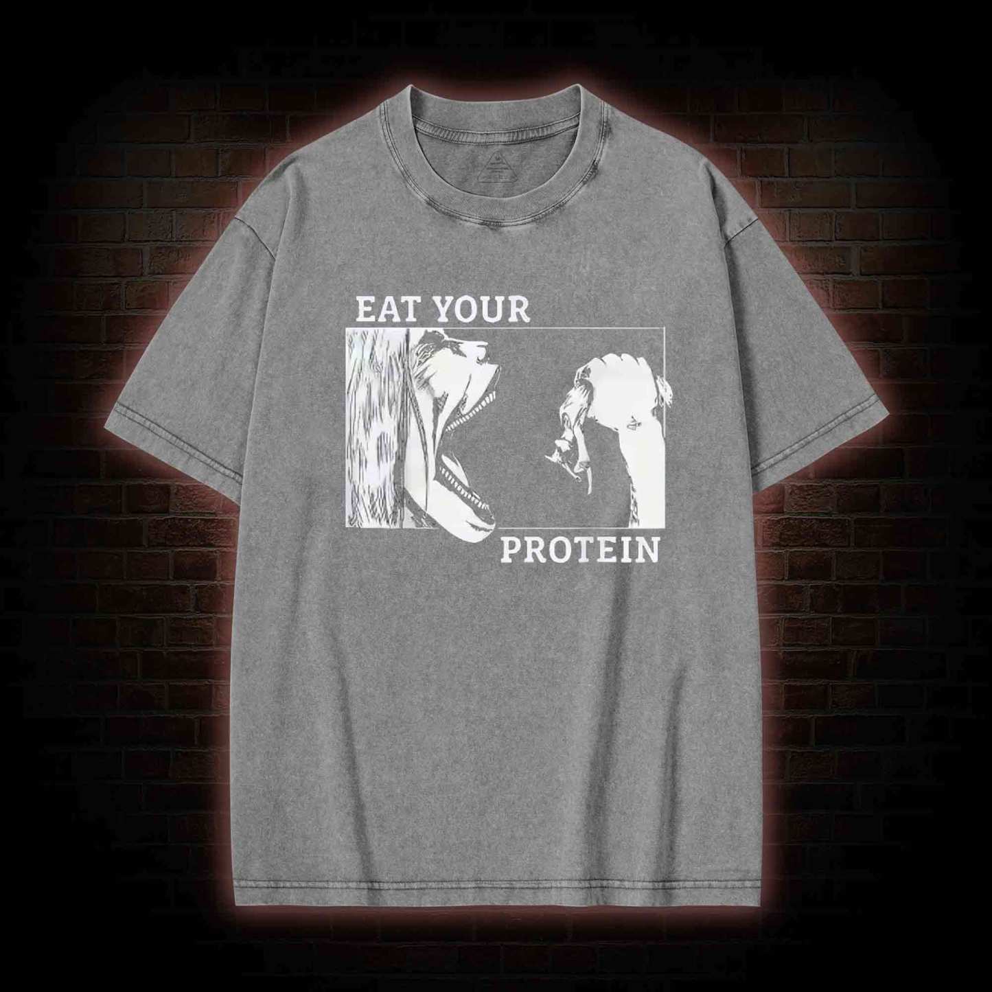 Eat Your Protein Washed T-shirt-LASPORTN