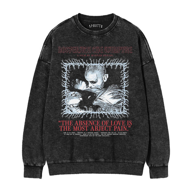 Dark & Artistic! Nosferatu Classic Vampire Quote Vintage Washed T-Shirt-LASPORTN