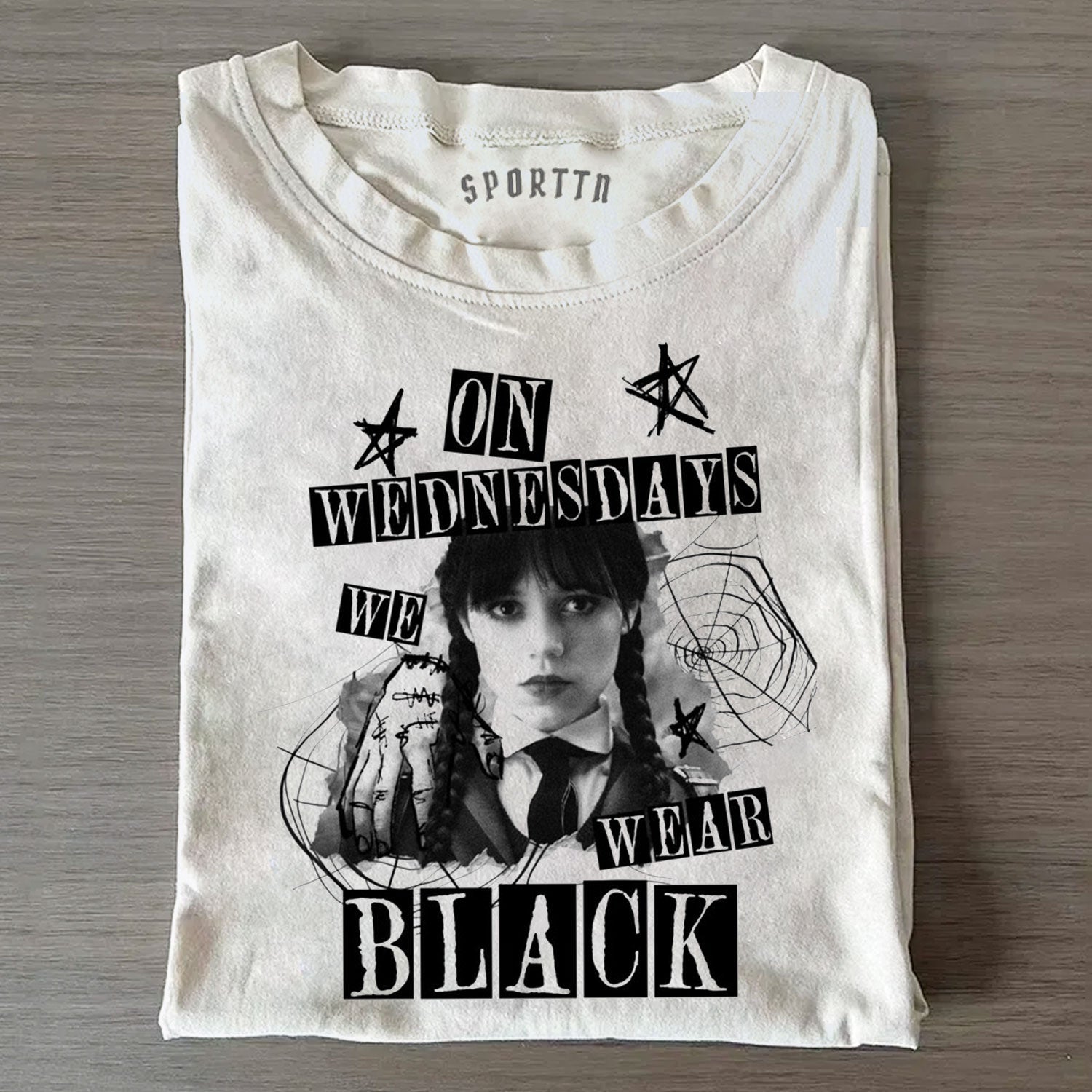 "WEDNESDAY S2 ADDAMS" THEMED V9 T-SHIRT-LASPORTN