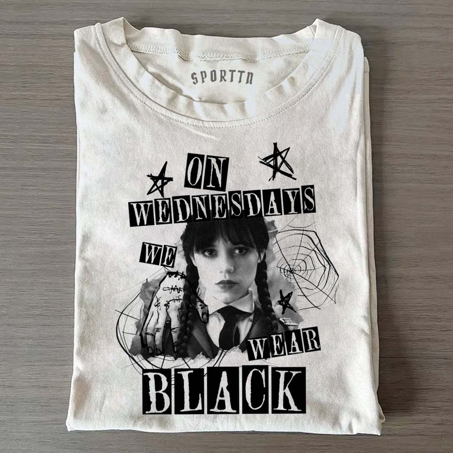 "WEDNESDAY S2 ADDAMS" THEMED V9 T-SHIRT-LASPORTN