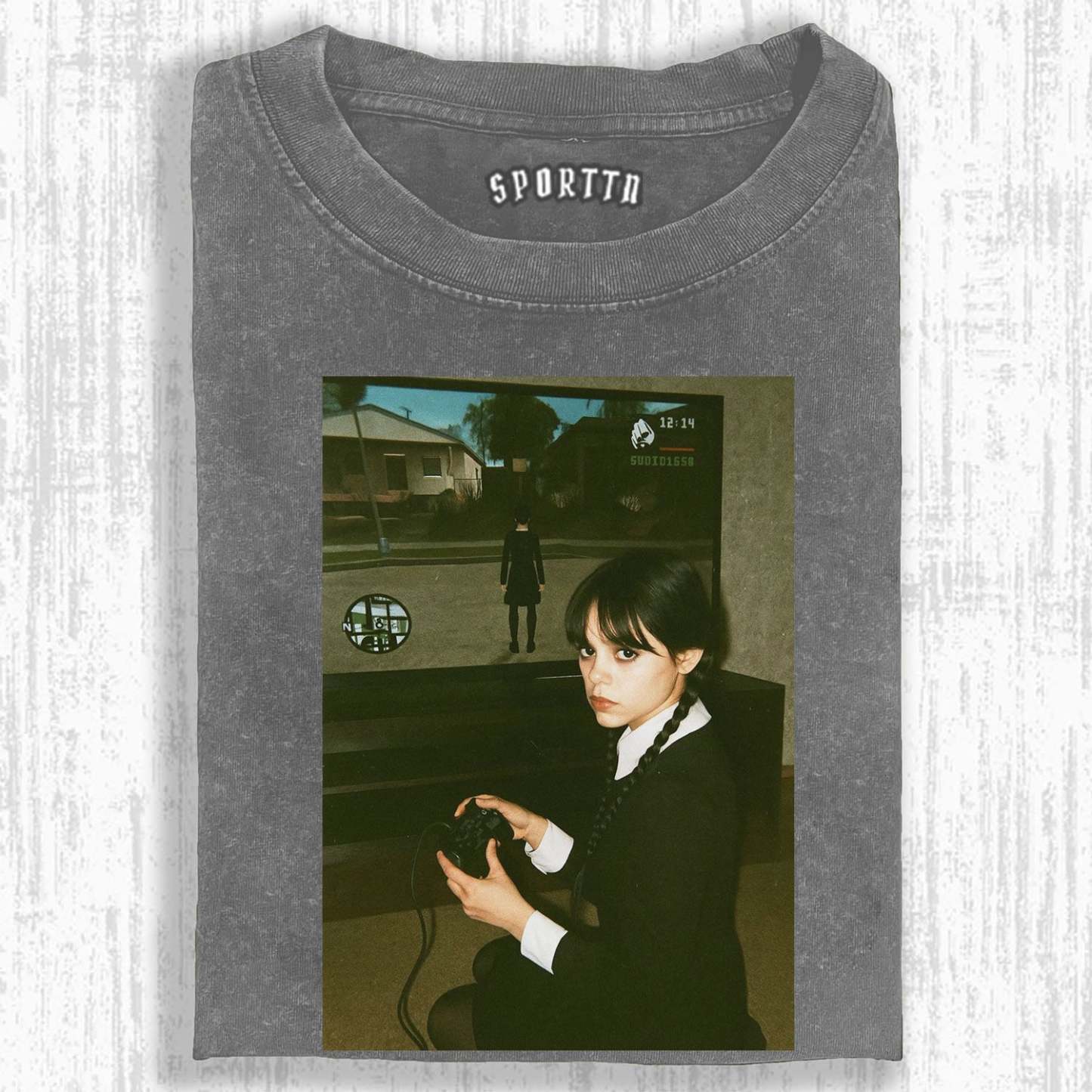 WEDNESDAY S2 GAME - THEMED VINTAGE T-SHIRT-LASPORTN