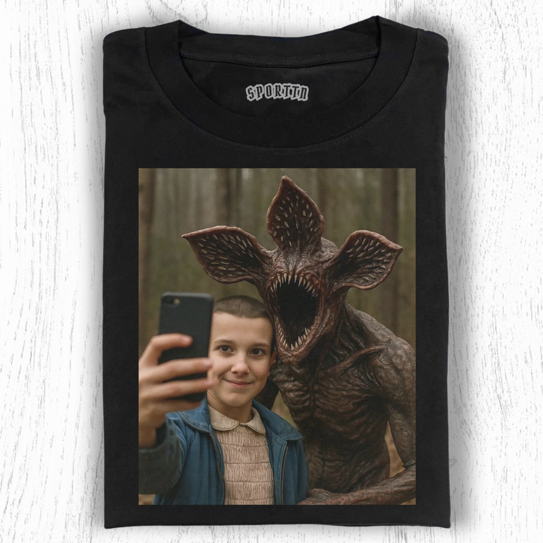 STRANGER THINGS ELEVEN & THE DEMOGORGON TEE-LASPORTN