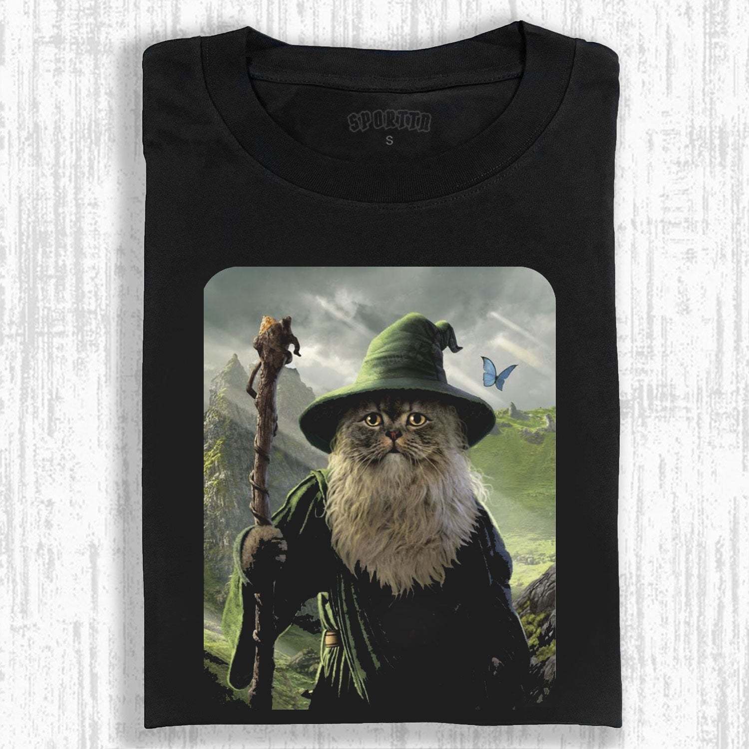 FANTASY WIZARD CAT THEMED T-SHIRT-LASPORTN