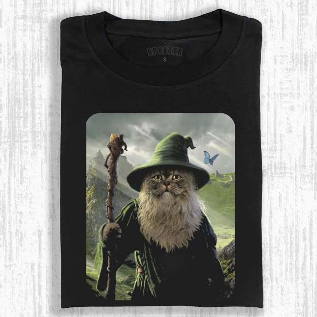 FANTASY WIZARD CAT THEMED T-SHIRT-LASPORTN
