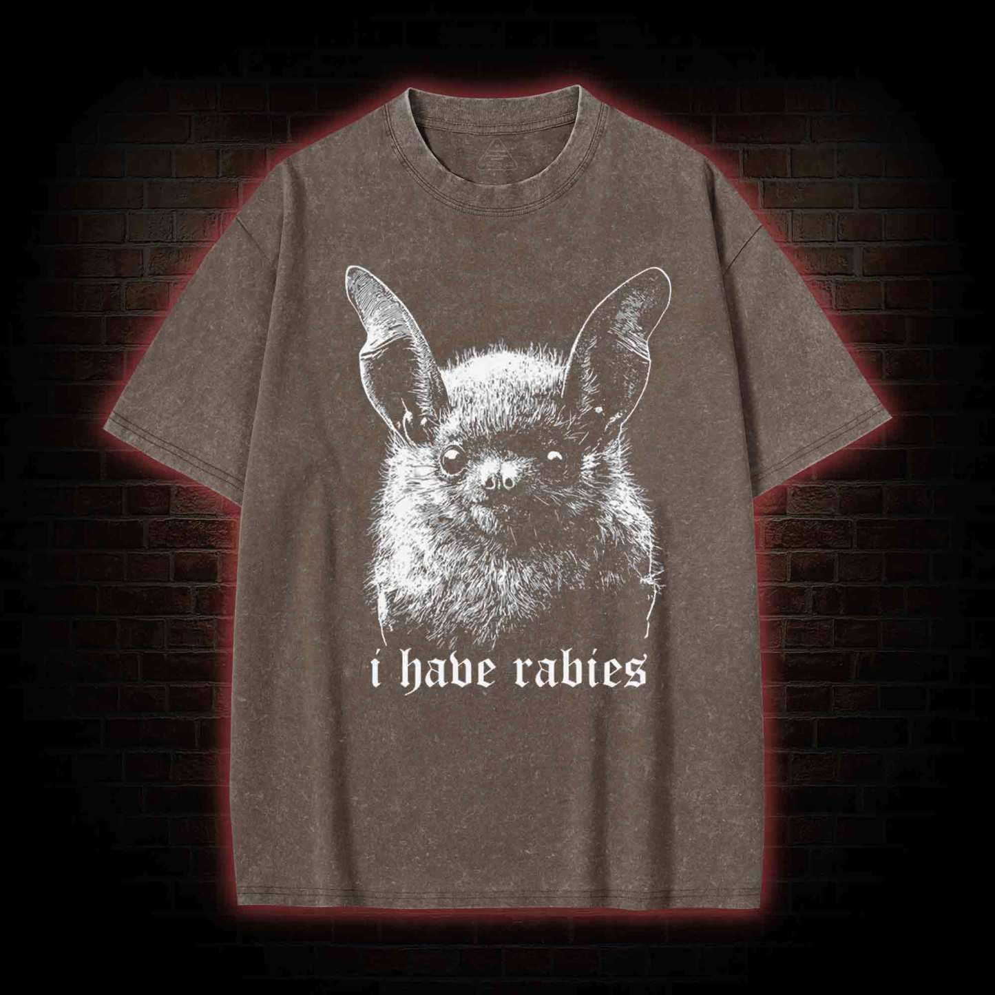 I Have Rabies Bat Washed T-shirt-LASPORTN