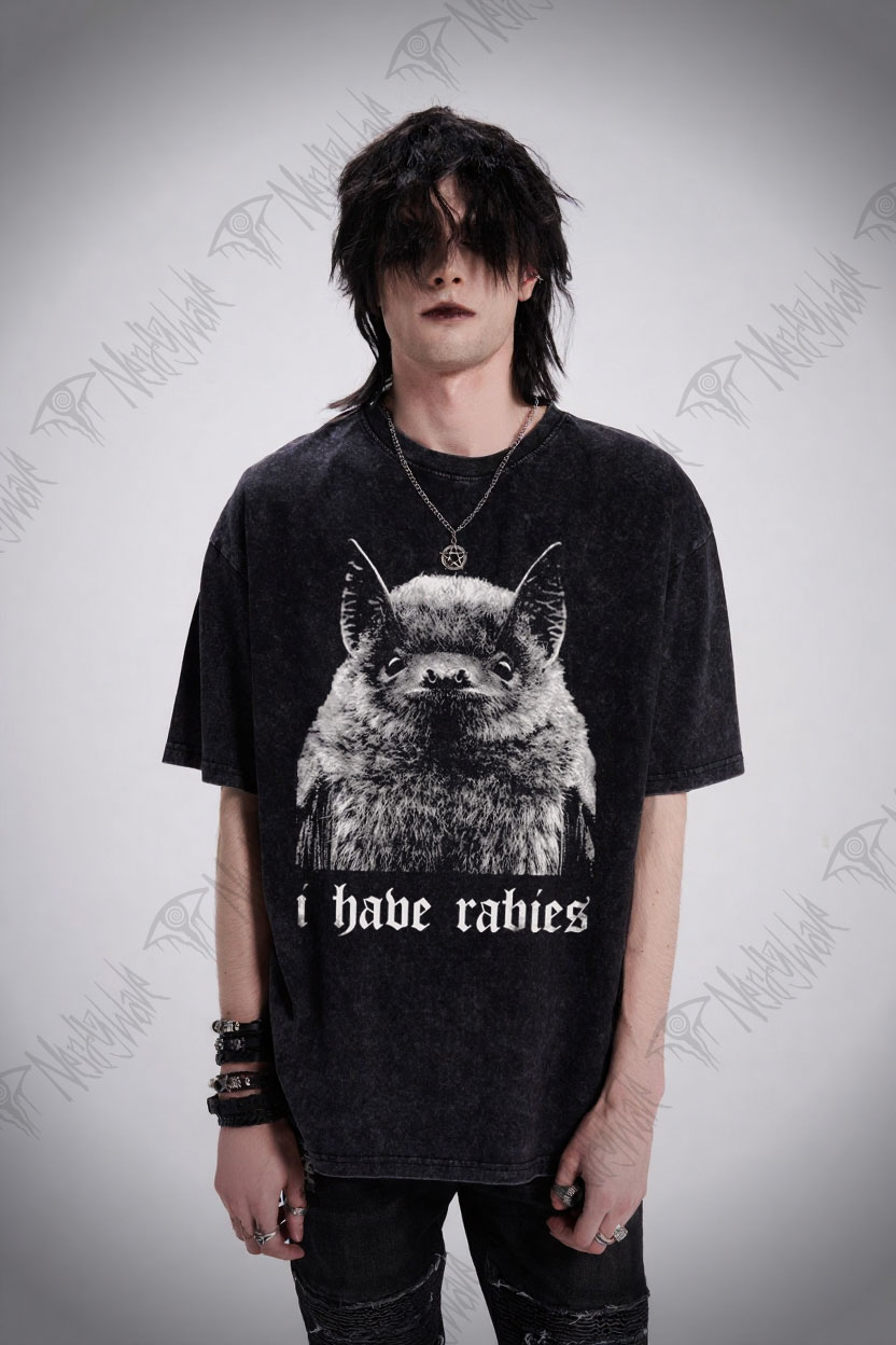 I Have Rabies Washed T-shirt-LASPORTN