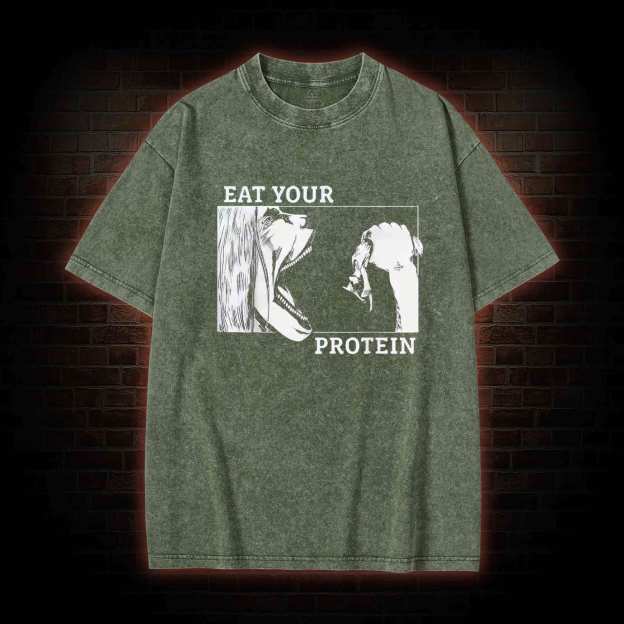 Eat Your Protein Washed T-shirt-LASPORTN