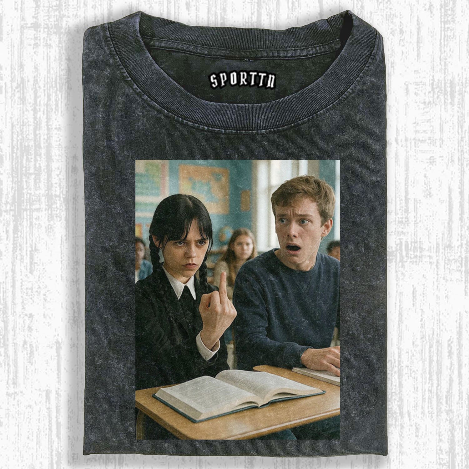 "WEDNESDAY S2 ADDAMS" THEMED V7 T-SHIRT-LASPORTN