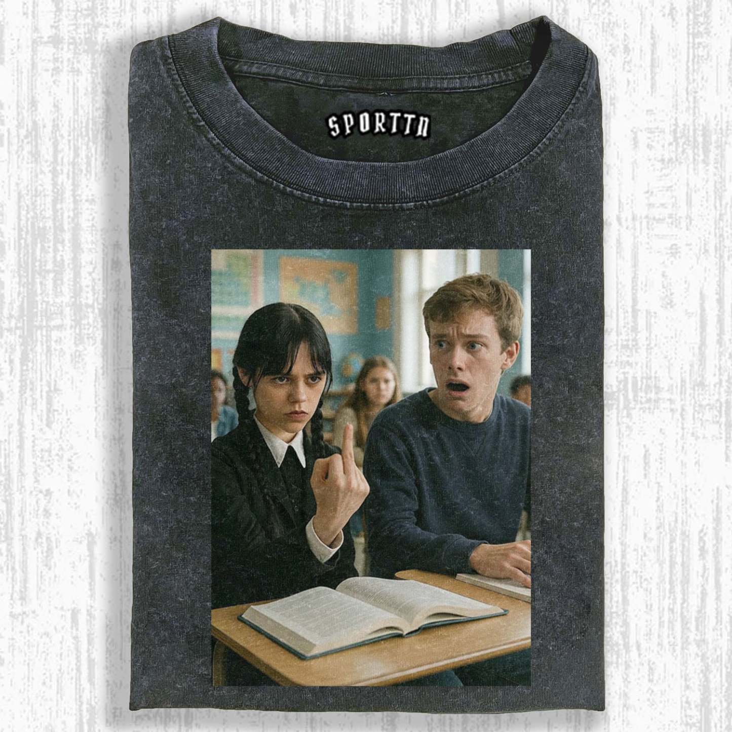 "WEDNESDAY S2 ADDAMS" THEMED V7 T-SHIRT-LASPORTN
